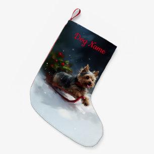 Yorkshire Terrier Christmas snow winter  Small Christmas Stocking