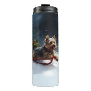 Yorkshire Terrier Christmas snow winter  Thermal Tumbler