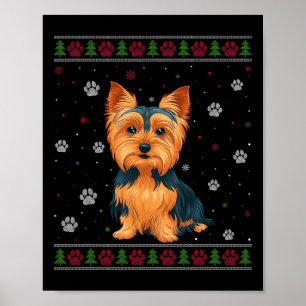 Yorkshire Terrier Christmas Sweater Xmas Pet Dog L Poster