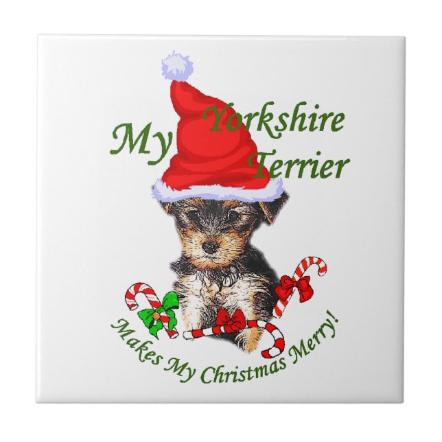 Yorkshire Terrier Christmas Tile (Front)