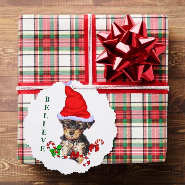 Yorkshire Terrier Christmas Tree Decoration Card (Insitu (Gift))