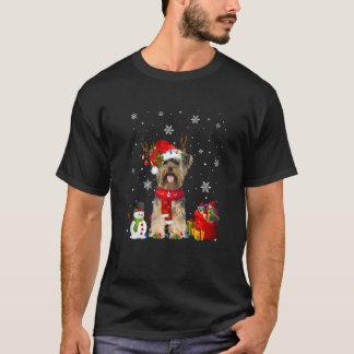 Yorkshire Terrier Christmas Tree Lights Dog Puppy T-Shirt