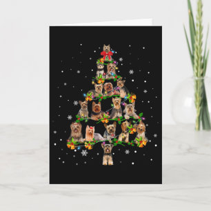 Yorkshire Terrier Christmas Tree Santa Funny Dog L Card