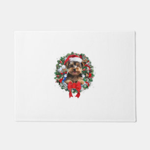 Yorkshire Terrier Christmas Wreath Decoration Xmas Doormat