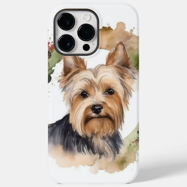 Yorkshire Terrier Christmas Wreath Festive Pup Case-Mate iPhone Case (Back)
