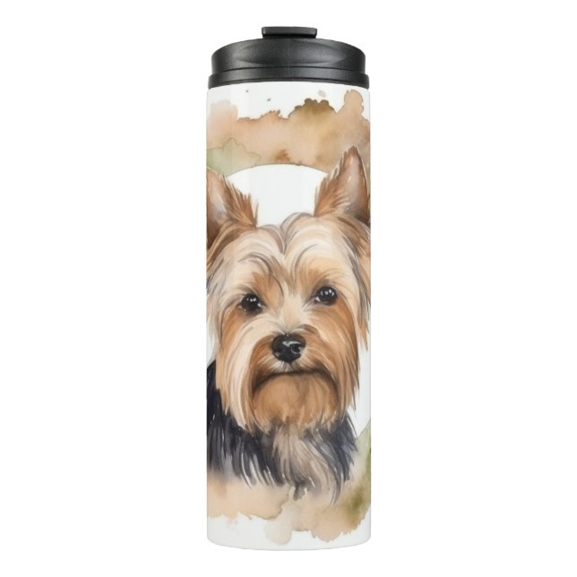 Yorkshire Terrier Christmas Wreath Festive Pup Thermal Tumbler (Front)