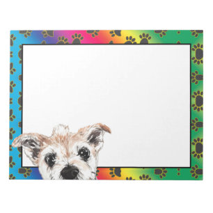 Yorkshire Terrier colourful dog paw pattern Notepad