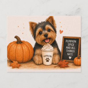 Yorkshire Terrier Cozy Pumpkin Spice Puppaccino Postcard