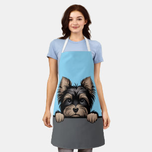 Yorkshire Terrier Cute Peeking Yorkie Dog Lover Apron