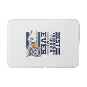 Yorkshire Terrier Dad Fist Bump Vintage Vector Des Bath Mat