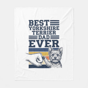 Yorkshire Terrier Dad Fist Bump Vintage Vector Des Fleece Blanket