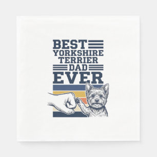 Yorkshire Terrier Dad Fist Bump Vintage Vector Des Napkin