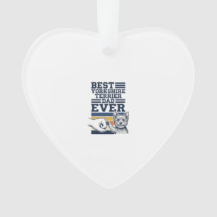 Yorkshire Terrier Dad Fist Bump Vintage Vector Des Ornament