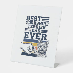 Yorkshire Terrier Dad Fist Bump Vintage Vector Des Pedestal Sign