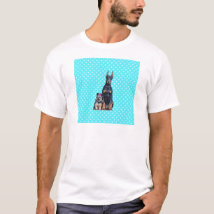 Yorkshire Terrier Doberman Blue Polka Dots T-Shirt