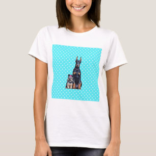 Yorkshire Terrier Doberman Blue Polka Dots T-Shirt