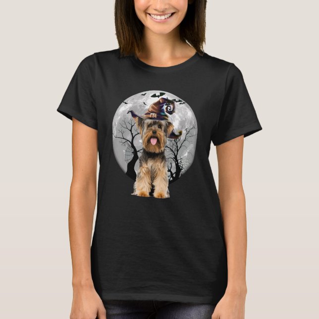 Yorkshire Terrier Dog And Moon Halloween Costume D T-Shirt (Front)
