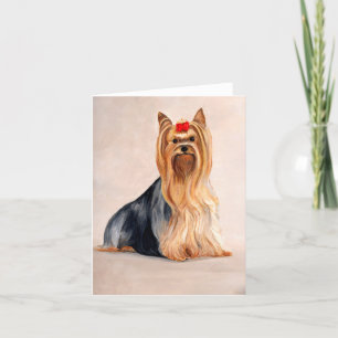 Yorkshire Terrier Dog Art Oil Painting Note Card