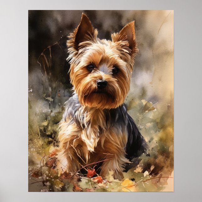 Yorkshire Terrier Dog Art Print Poster (Front)
