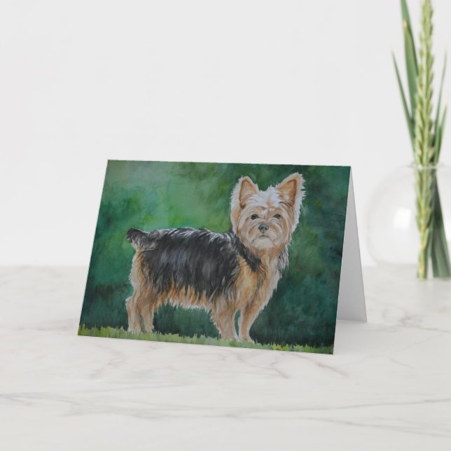 Yorkshire Terrier Dog Art Watercolor Greeting Card (Front)