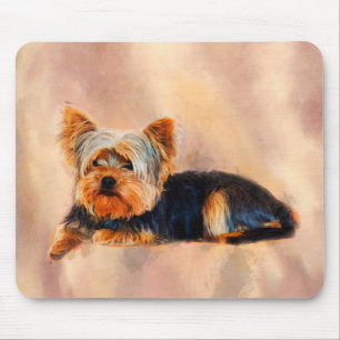 Yorkshire Terrier Dog Art Watercolor Portrait Mouse Mat