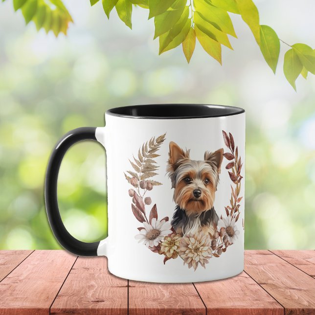 Yorkshire Terrier Dog Autumn Wreath Mug (Creator Uploaded)