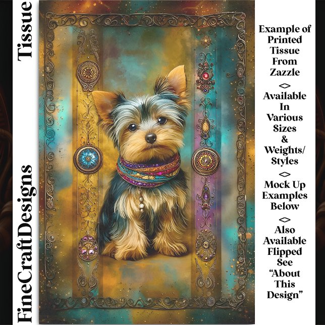 Yorkshire Terrier Dog Baroque Frame DY3L Decoupage Tissue Paper (Creator Uploaded)