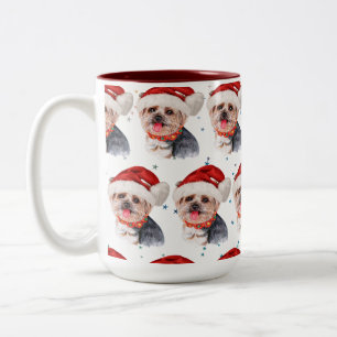 Yorkshire Terrier Dog Breed Christmas Stars Two-Tone Coffee Mug
