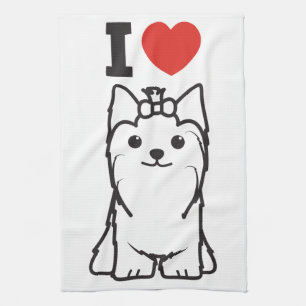 Yorkshire Terrier Dog Cartoon Tea Towel