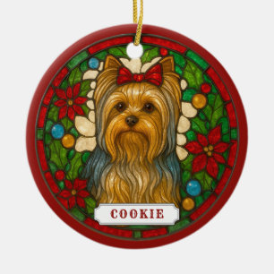 Yorkshire Terrier Dog Ceramic Circle Ornament