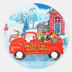 Yorkshire Terrier Dog Christmas Delivery Truck Classic Round Sticker