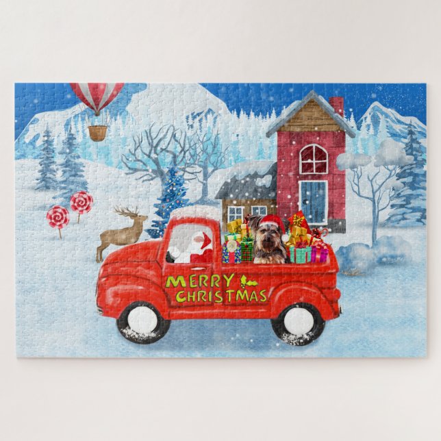 Yorkshire Terrier Dog Christmas Delivery Truck Jigsaw Puzzle (Horizontal)