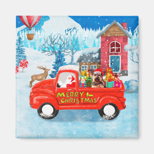 Yorkshire Terrier Dog Christmas Delivery Truck Magnet