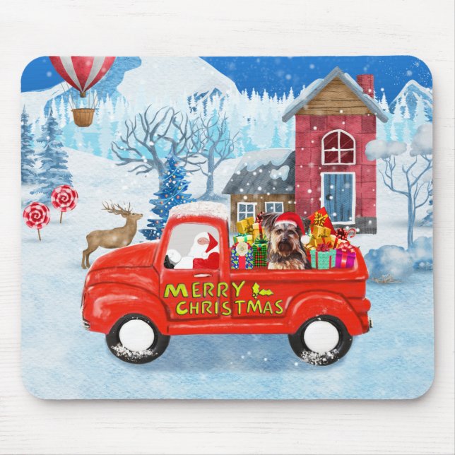 Yorkshire Terrier Dog Christmas Delivery Truck Mouse Mat (Front)