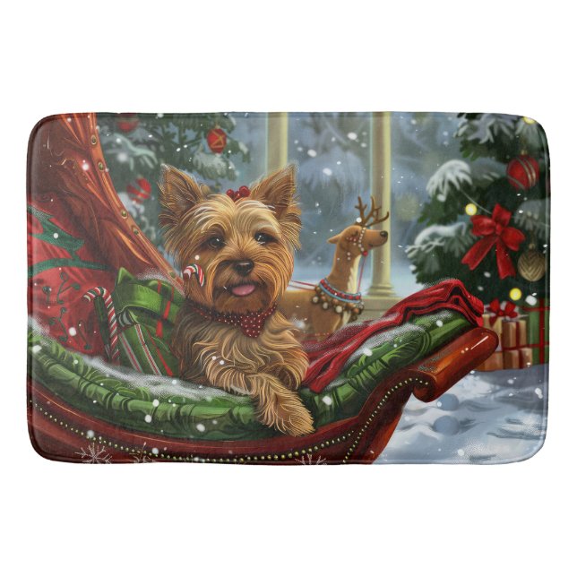 Yorkshire Terrier Dog Christmas Festive Bath Mat (Front)