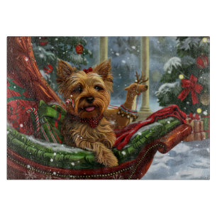 Yorkshire Terrier Dog Christmas Festive Cutting Board