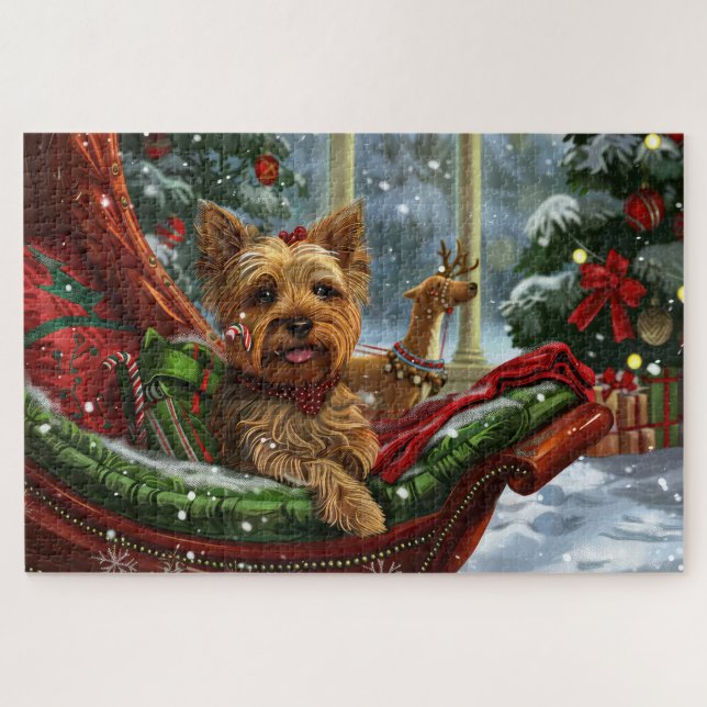 Yorkshire Terrier Dog Christmas Festive Jigsaw Puzzle (Horizontal)