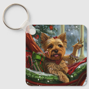 Yorkshire Terrier Dog Christmas Festive Key Ring