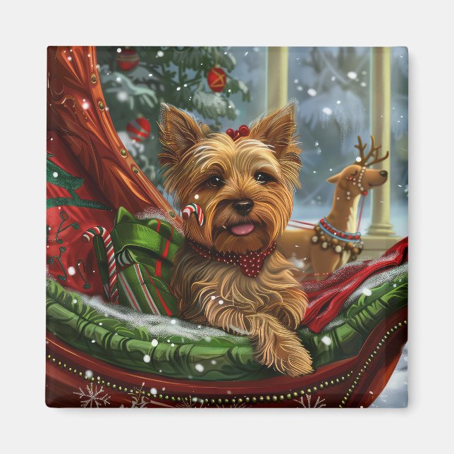 Yorkshire Terrier Dog Christmas Festive Magnet (Front)