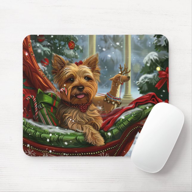 Yorkshire Terrier Dog Christmas Festive Mouse Mat (With Mouse)