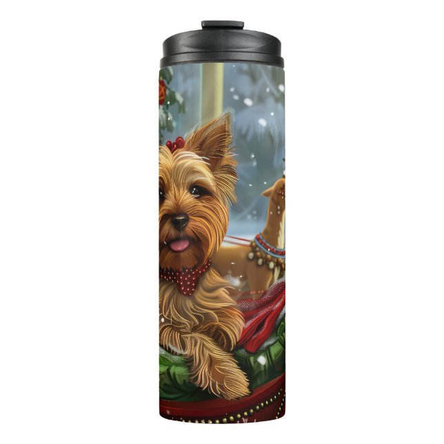 Yorkshire Terrier Dog Christmas Festive Thermal Tumbler (Front)