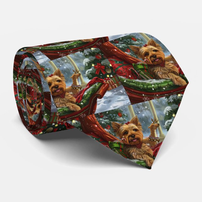 Yorkshire Terrier Dog Christmas Festive Tie (Rolled)
