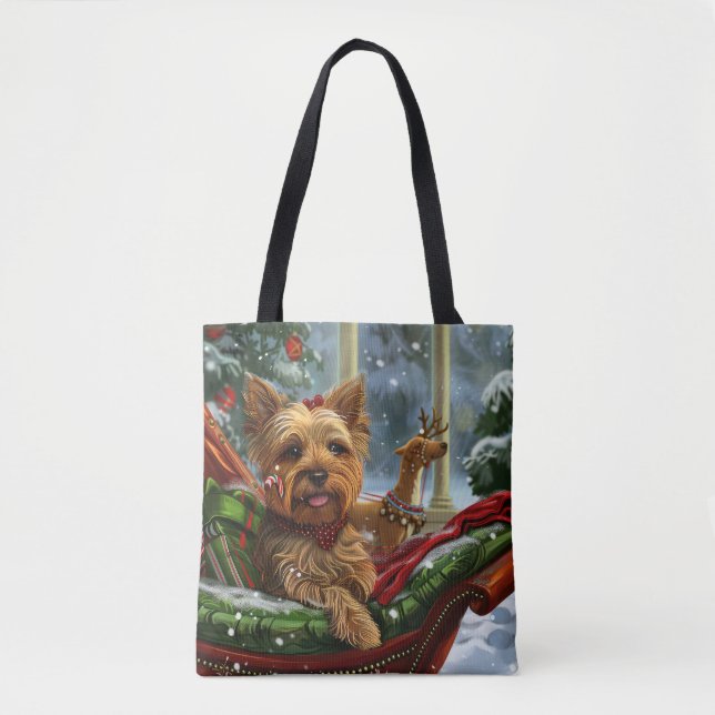 Yorkshire Terrier Dog Christmas Festive Tote Bag (Front)