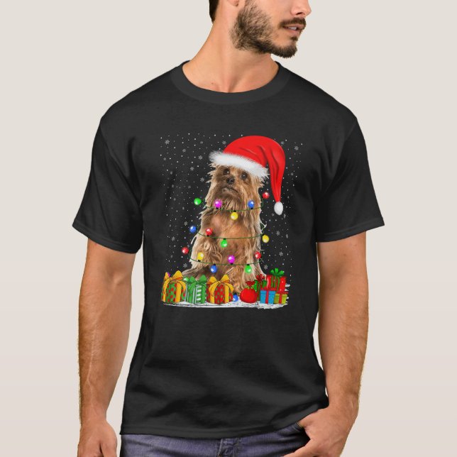 Yorkshire Terrier Dog Christmas Lights Sweater San (Front)