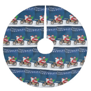 Yorkshire Terrier Dog Christmas Santa Claus  Brushed Polyester Tree Skirt