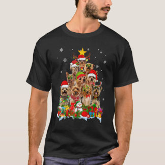 Yorkshire Terrier Dog Christmas Tree Lights Xmas S T-Shirt