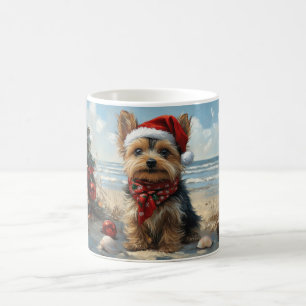 Yorkshire Terrier Dog Christmas Vintage Beach Coffee Mug