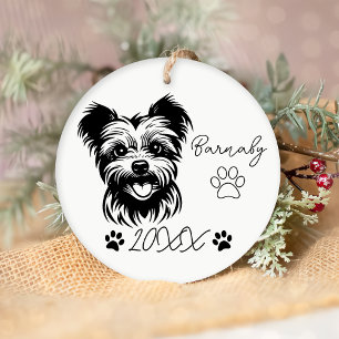 Yorkshire Terrier Dog Custom Name & Year Ceramic Tree Decoration