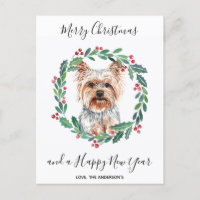 Yorkshire Terrier Dog Elegant Merry Christmas