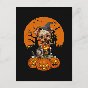 Yorkshire Terrier Dog Halloween Holiday Postcard